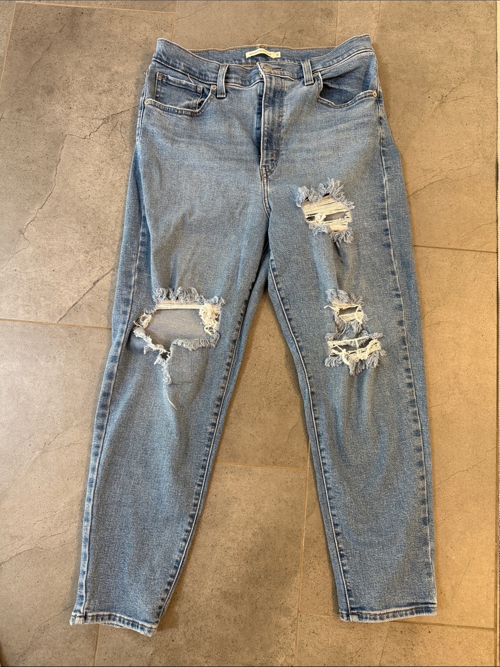 Levi's Light Blue Ultra High-Rise Distressed Women's Mom Jeans